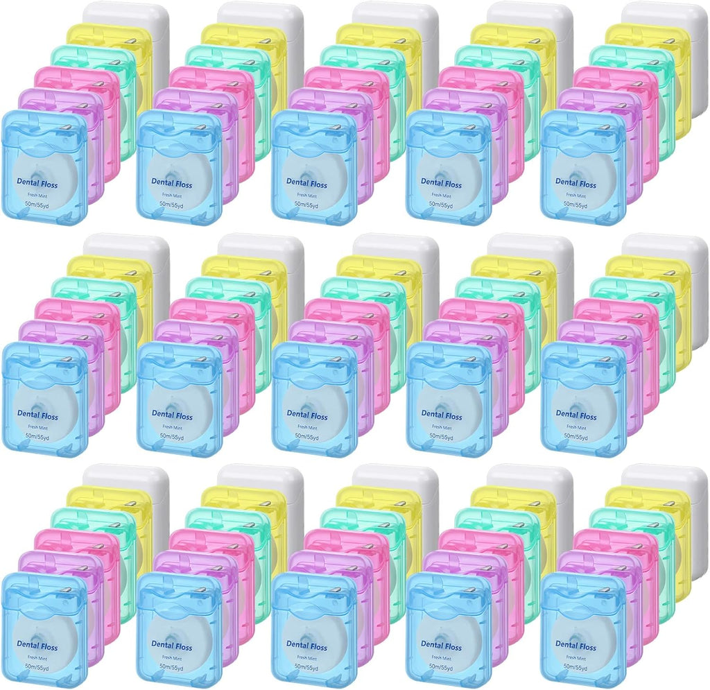 Mimorou 96 Pack Dental Floss Bulk Mint Flavored Floss 50m Each Travel Dental Oral Care for Teeth and Gum Protection(Colorful)