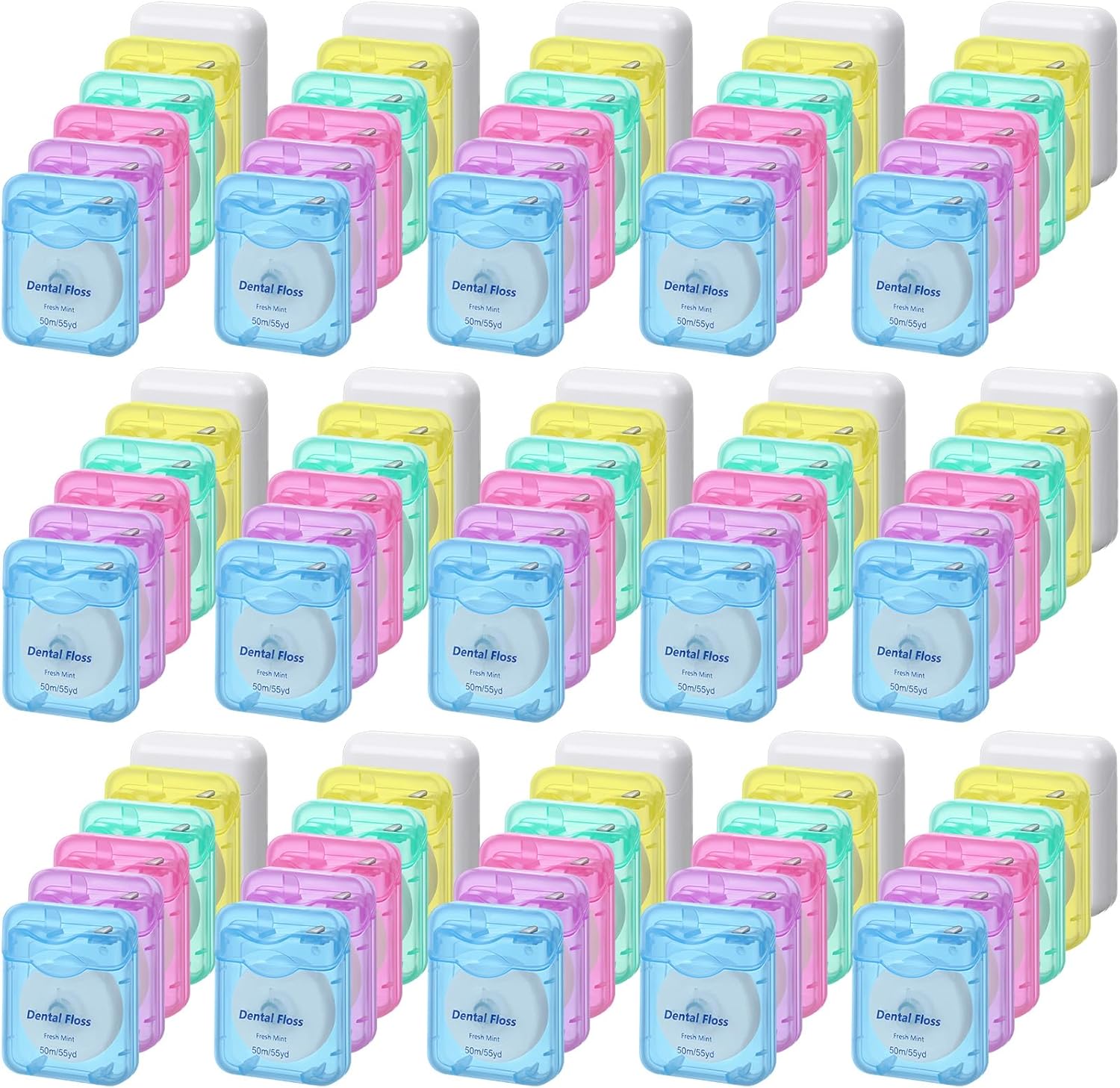 Mimorou 96 Pack Dental Floss Bulk Mint Flavored Floss 50m Each Travel Dental Oral Care for Teeth and Gum Protection(Colorful)