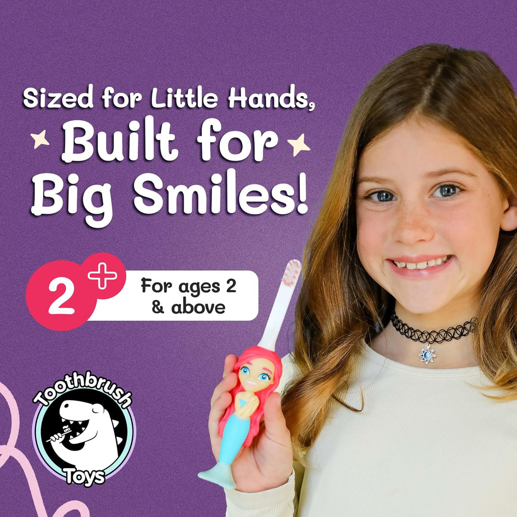 Kids Soft Bristle Mermaid Toothbrush for Ages 2+, Gentle and Cute Toothbrush for Children with Replaceable Brush Head, Ergonomic Handle Kids Brush for Teeth Care Ideal for Toddlers, Mermaid Design