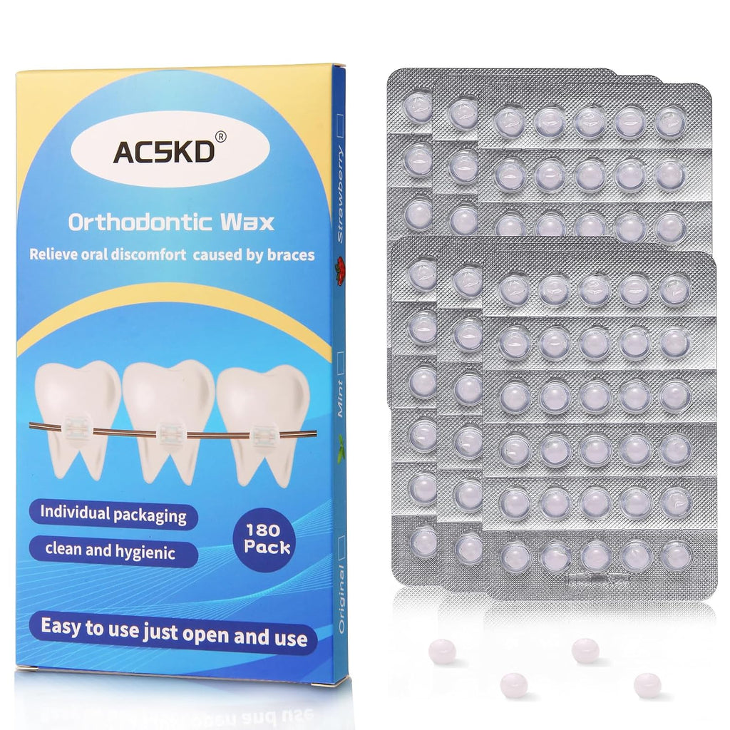 180PCS Braces Wax,Orthodontic Wax with Individual Packaging,Dental Waxs for Brace Travel Home Office,Strawberry