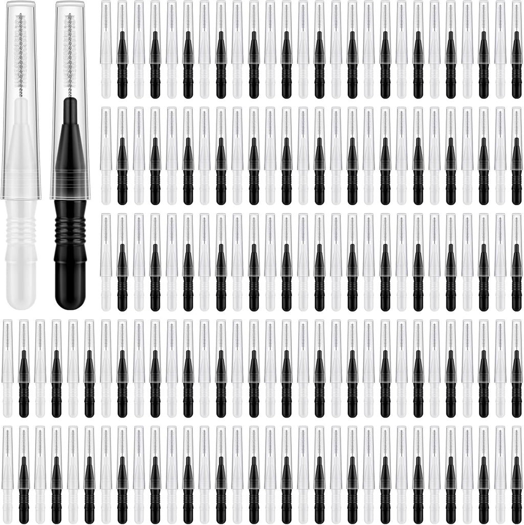 120Pcs Interdental Brushes, 360° Bendable Soft Bristles Braces Flossers Dental Brushes Between Teeth Gum Interdental Brushes for Gum Braces Oral Teeth Cleaning Tool (Black, White)