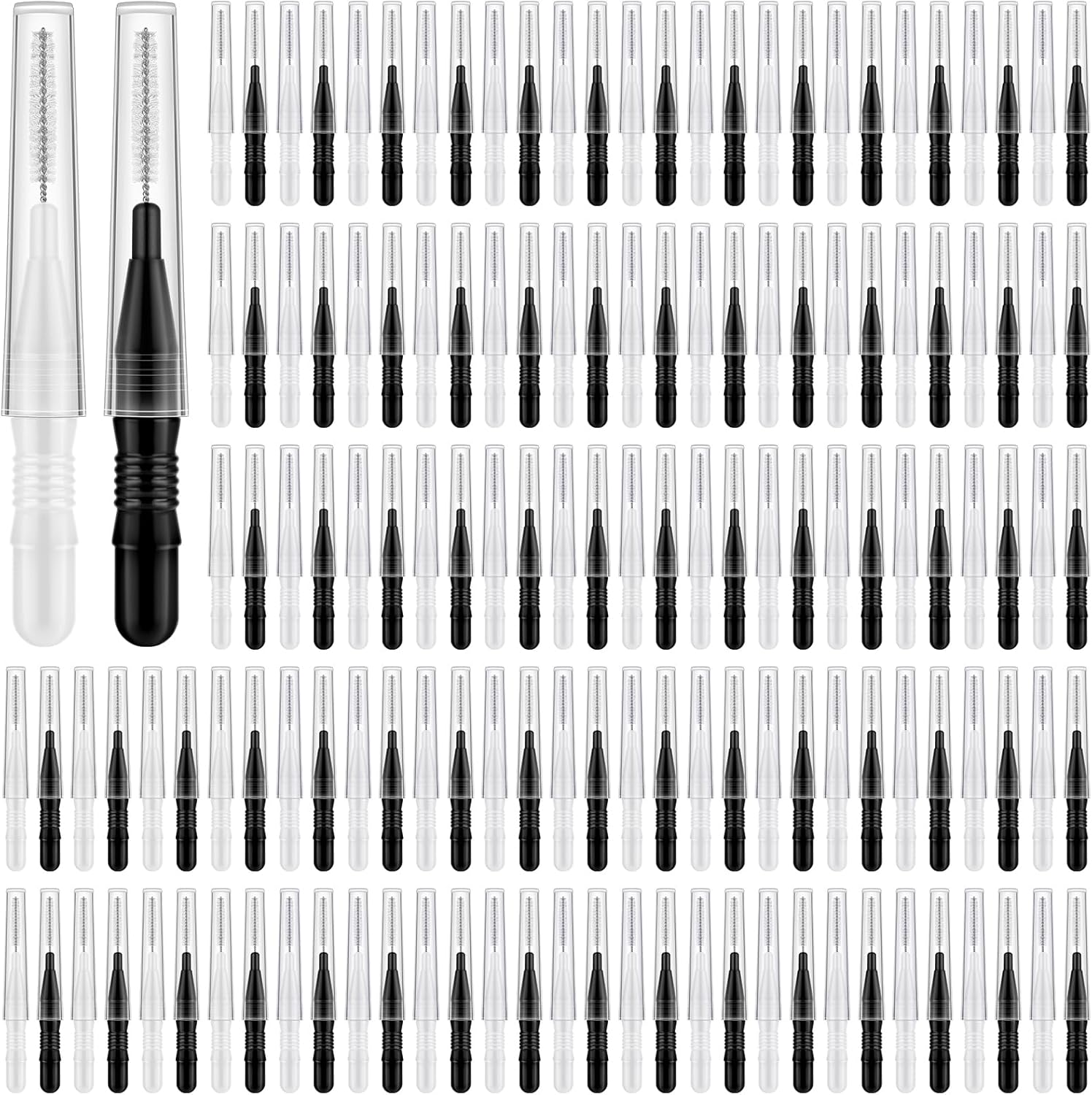 120Pcs Interdental Brushes, 360° Bendable Soft Bristles Braces Flossers Dental Brushes Between Teeth Gum Interdental Brushes for Gum Braces Oral Teeth Cleaning Tool (Black, White)