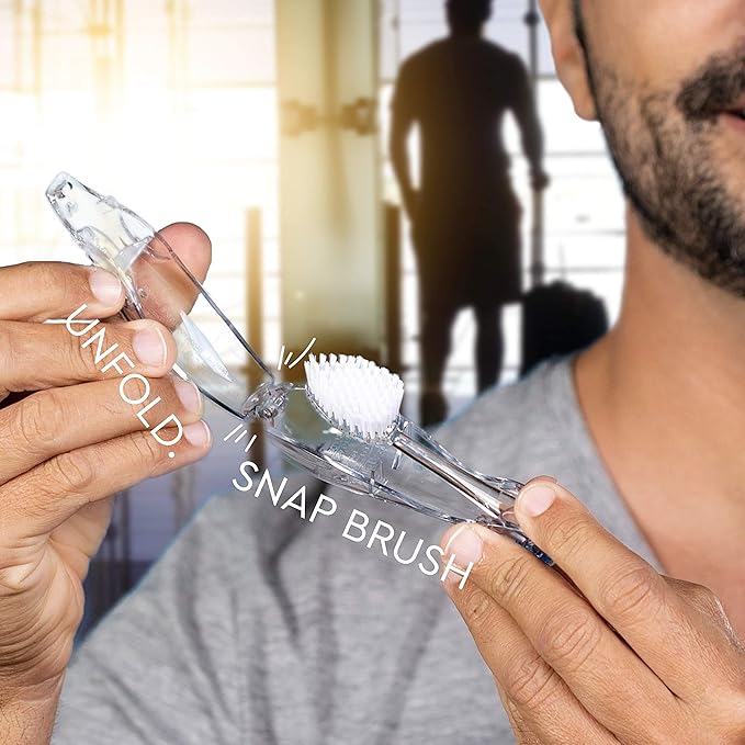 RADIUS Tour Travel Brush & Case with Replaceable Brush Head ADA Accepted Toothbrush Improve Gum Health - Blue Smoke Green - Pack of 3