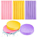 Patelai 120 Pieces Compressed Facial Sponge for Estheticians Face Makeup Removal Cleansing Sponge Pad Exfoliating Spa Wash Round Facial Cleansing Pads Supplies(Pink, Yellow, Purple)