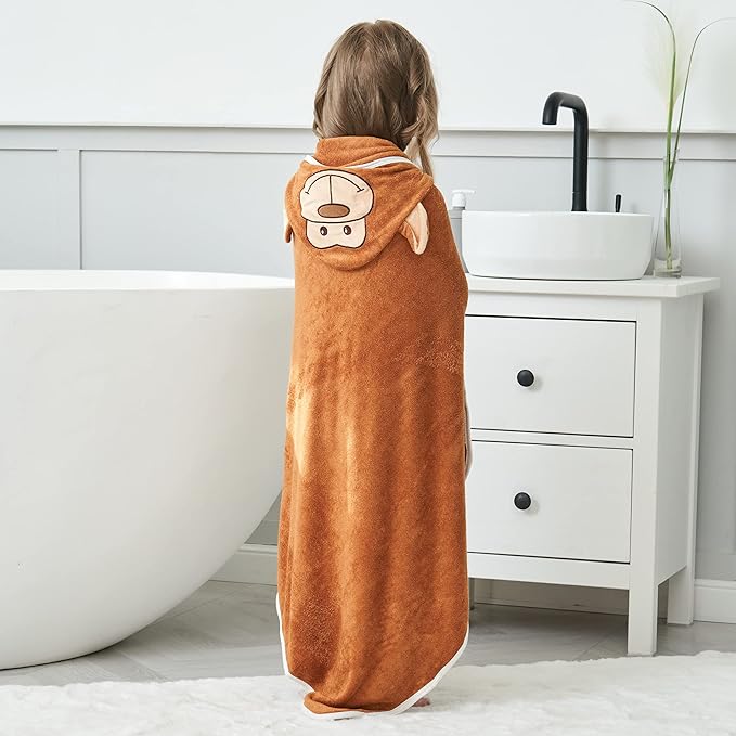 HIPHOP PANDA Hooded Towel - Rayon Made from Bamboo, Bath Towel with Bear Ears for Newborn, Babie, Toddler, Infant - Absorbent Large Baby Towel - Monkey, 30 x 40 Inch