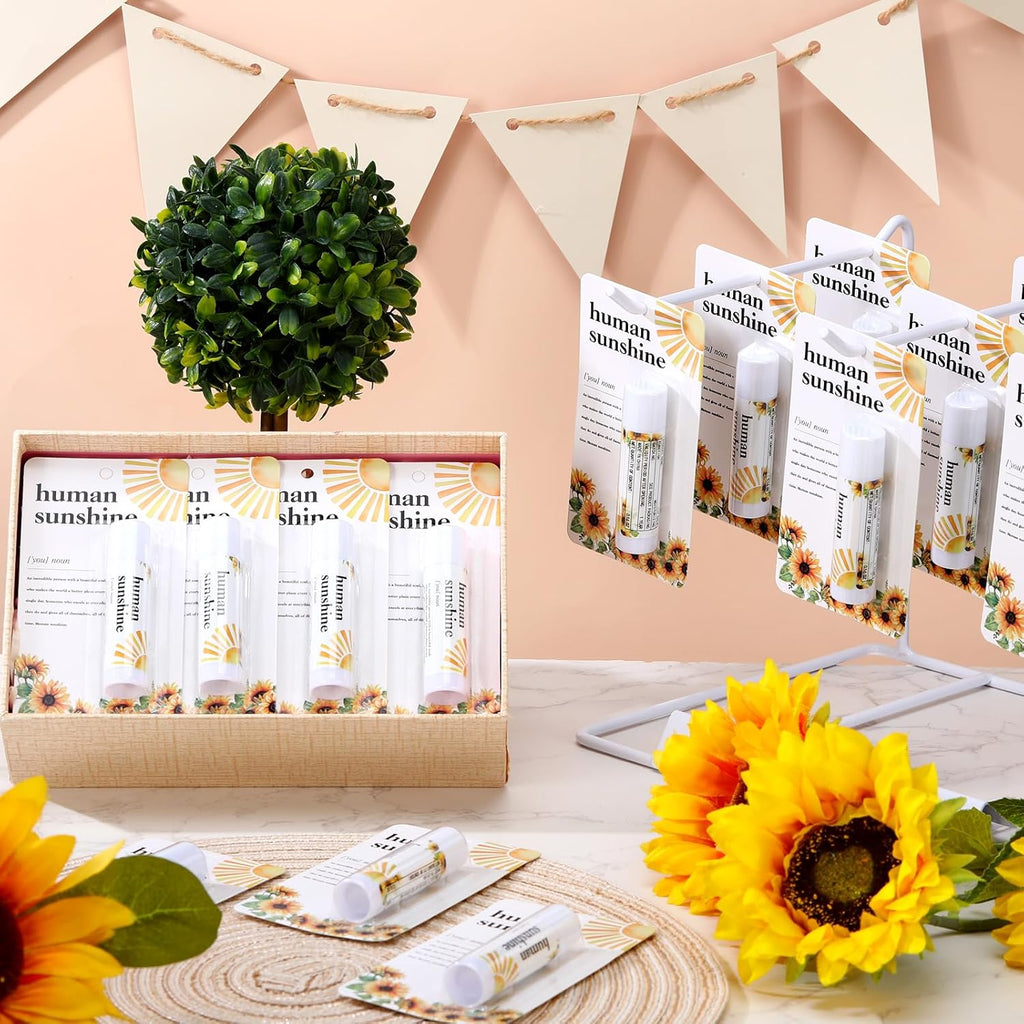 30 Pack Christmas Employee Appreciation Gift Lip Balms Bulk Staff Teacher Team Volunteer Thank You Gift Thanksgiving Christmas Appreciation Party Favor for Women Men(Human Sunshine,Yellow)