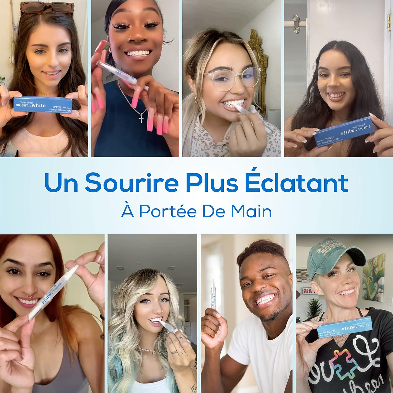 Venus Visage Teeth Whitening Pen, 40+ Uses - Teeth whitening Gel with Professional Formulation and Ingredients - Best Teeth Whitener Overnight and No Tooth Sensitivity (Mint) (0.10 Fl Oz (Pack of 4))