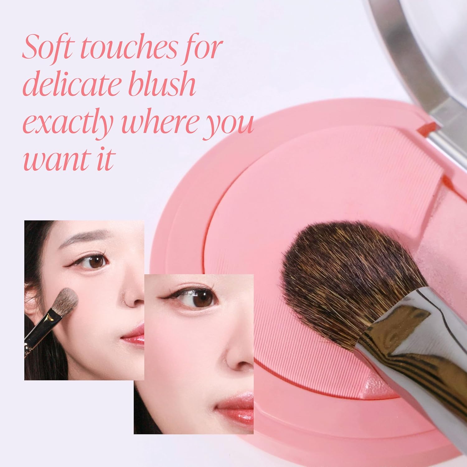 Piccasso 23 Small Blusher Brush – Precise Makeup Brush for Cheeks, Nose, and Chin, Soft Squirrel & Horse Hair for Delicate Application, Detail Face Brush for Daily Use, Korean Professional Beauty Tool