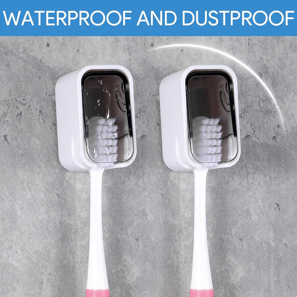 4 PCS Toothbrush Holder Wall Mounted with Cover, Electric Toothbrush Holders for Bathroom (Single-Slot Design), Moisture-Proof and Dust-Proof Organizer for Home and Travel Use(Gray)