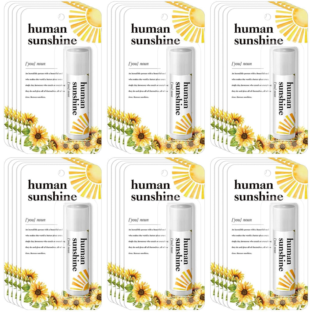 30 Pack Christmas Employee Appreciation Gift Lip Balms Bulk Staff Teacher Team Volunteer Thank You Gift Thanksgiving Christmas Appreciation Party Favor for Women Men(Human Sunshine,Yellow)