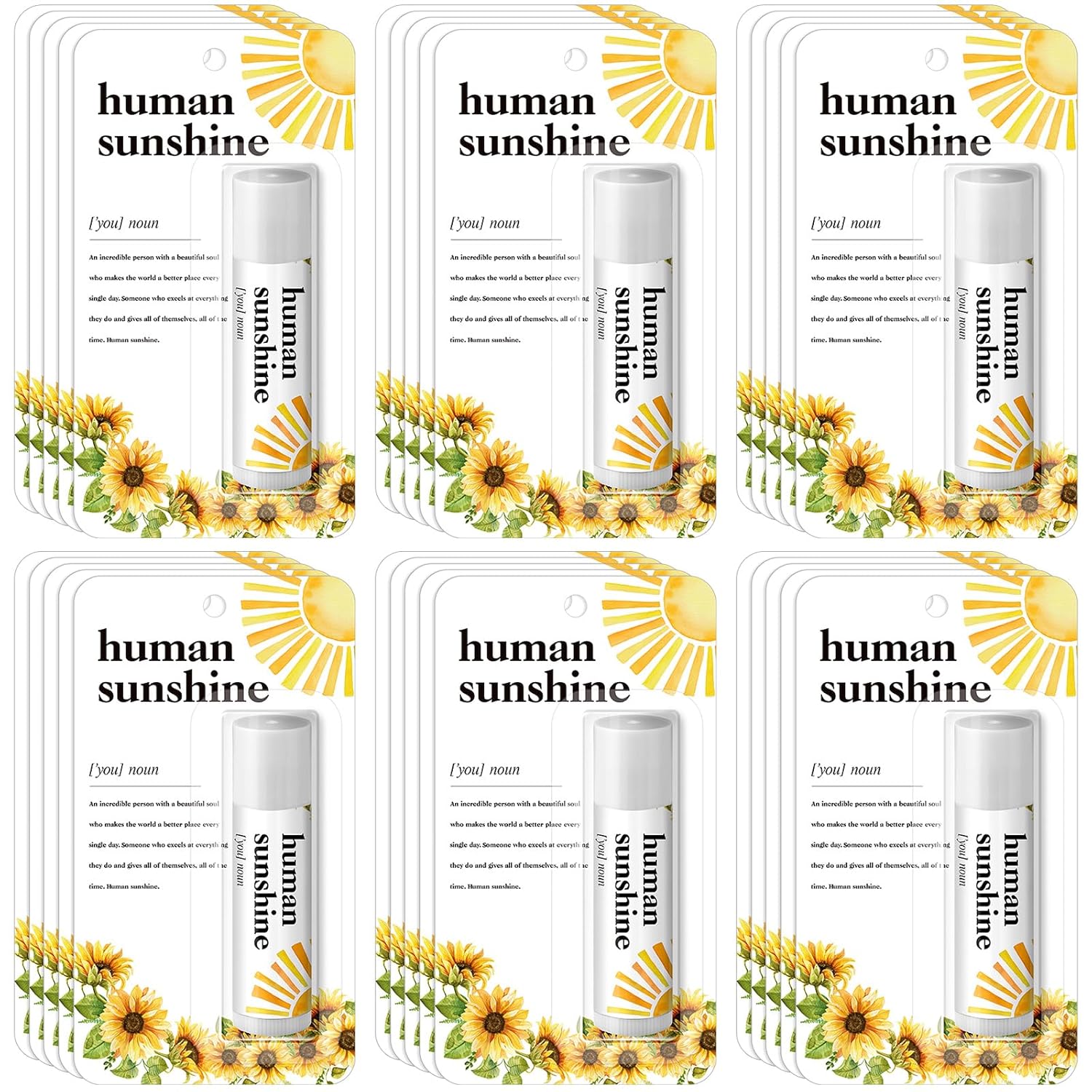 30 Pack Christmas Employee Appreciation Gift Lip Balms Bulk Staff Teacher Team Volunteer Thank You Gift Thanksgiving Christmas Appreciation Party Favor for Women Men(Human Sunshine,Yellow)