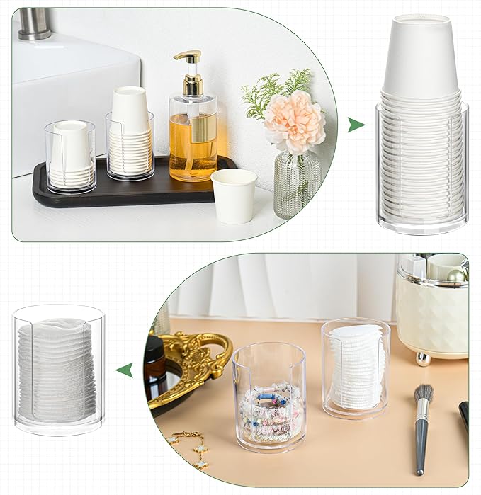 2 Pack Mouthwash Cups Holder,Bathroom Cup Dispenser,Small Disposable Paper Cup Tray for Bathroom Sink Counter