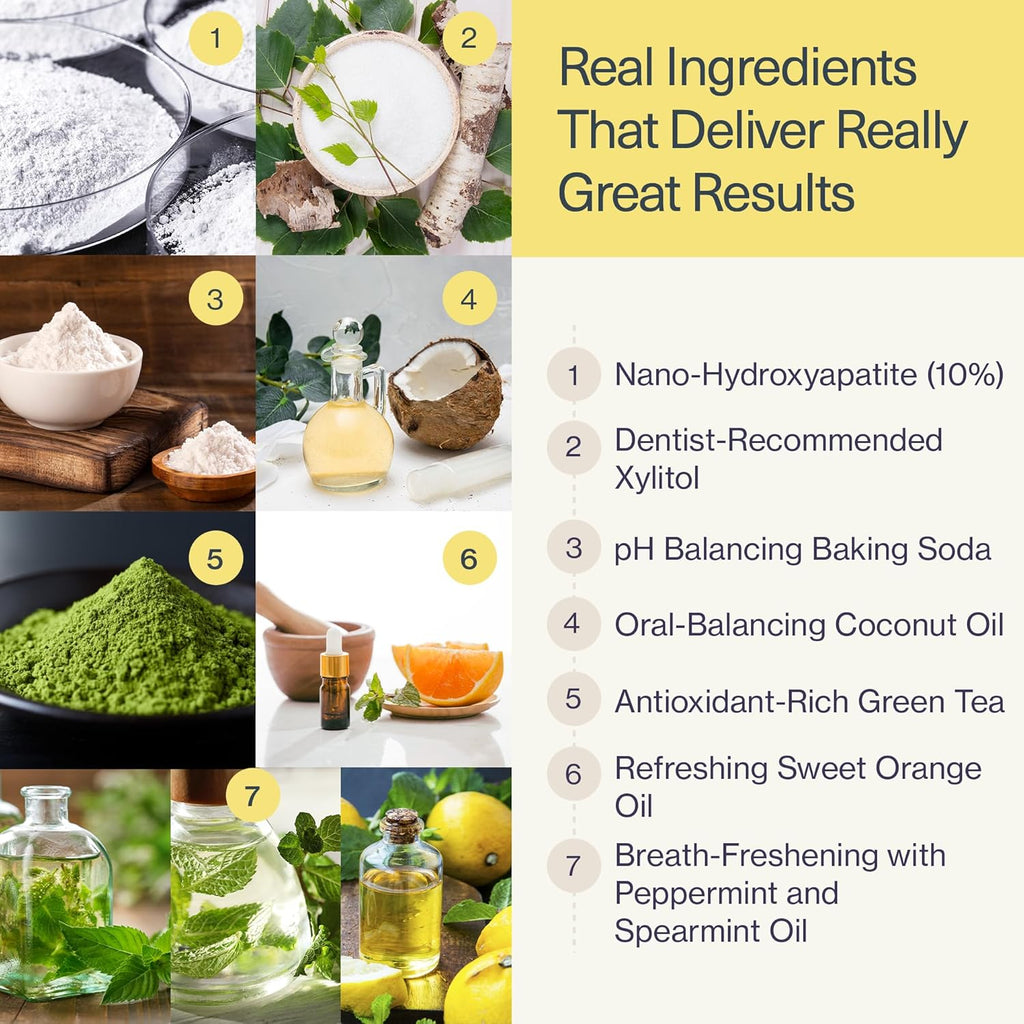 ELIMS Nano Hydroxyapatite Fluoride Free Toothpaste - Xylitol Remineralizing Toothpaste for Whitening Sensitive Teeth - SLS Free Orange Pineapple Mint Flavor for Adults & Kids 4oz