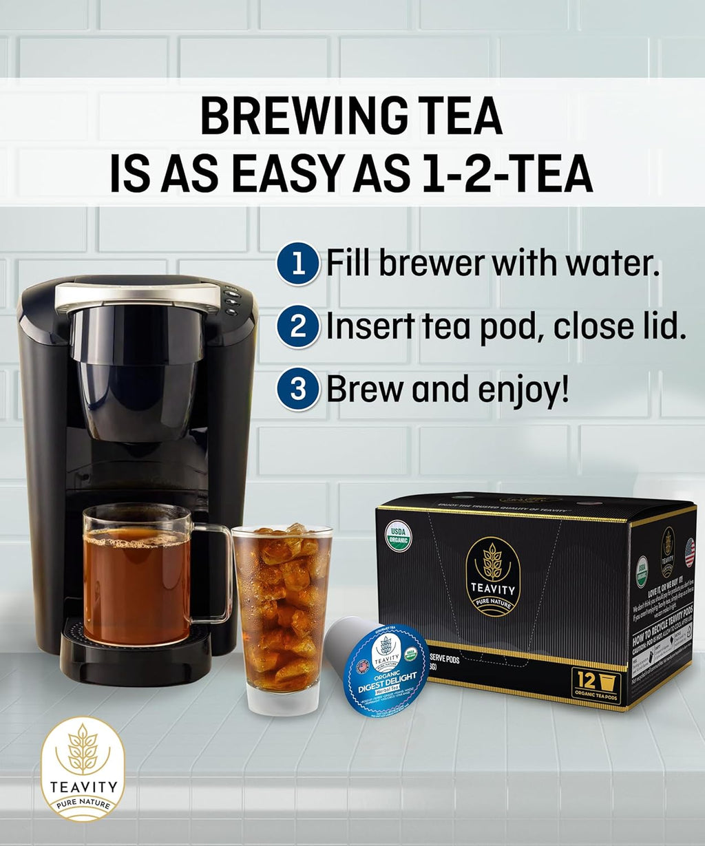 Organic Tea Pods with Ginger, Peppermint, Fennel, Licorice, & Rosehip Digest Delight by Teavity (12 Tea Pods)