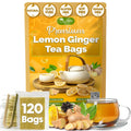 TOG999, Premium Lemon Ginger Tea Bags | 120 Tea Bags | Refreshing Herbal Blend with Bright Citrus & Warming Ginger | Naturally Caffeine-Free | 100% Plant-Based, Sustainably Sourced Herbal Tea