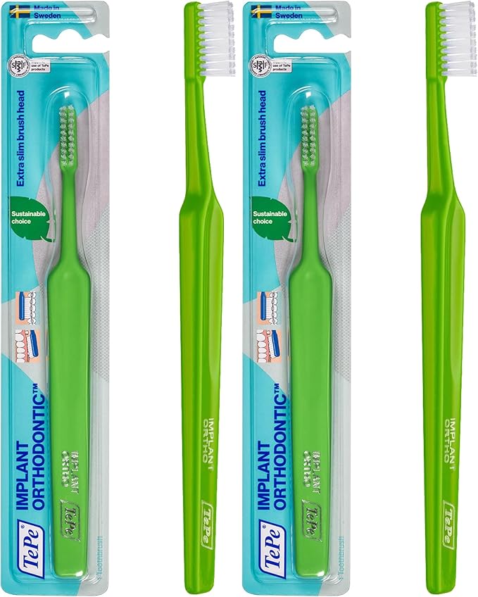 TePe Implant Orthodontic Soft Toothbrush – Extra Narrow Brush Head Thin Neck 1Pk (Pack of 2)