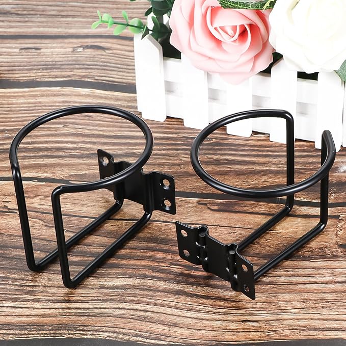 Marinebaby 2 pcs Boat Cup Holder,Stainless Steel Universal Drink Holders,Suitable for Boat,Truck,RV,Tractor,Outdoor Wooden Swing. (Black)