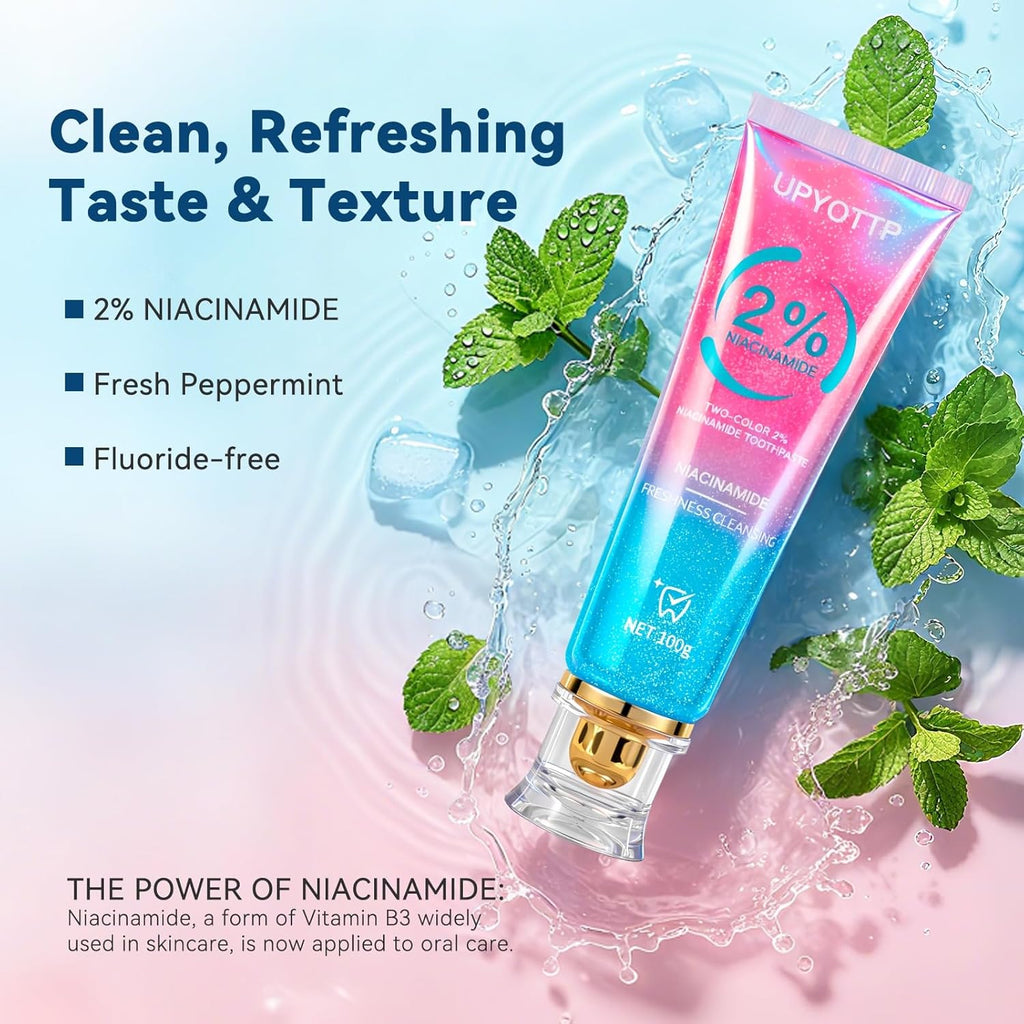 Niacinamide Whitening Toothpaste, Niacinamide Intensive Whitening Toothpaste, Fresh Breath, Improves Gum Health,Fluoride-Free, Suitable for Sensitive Teeth(1pcs)