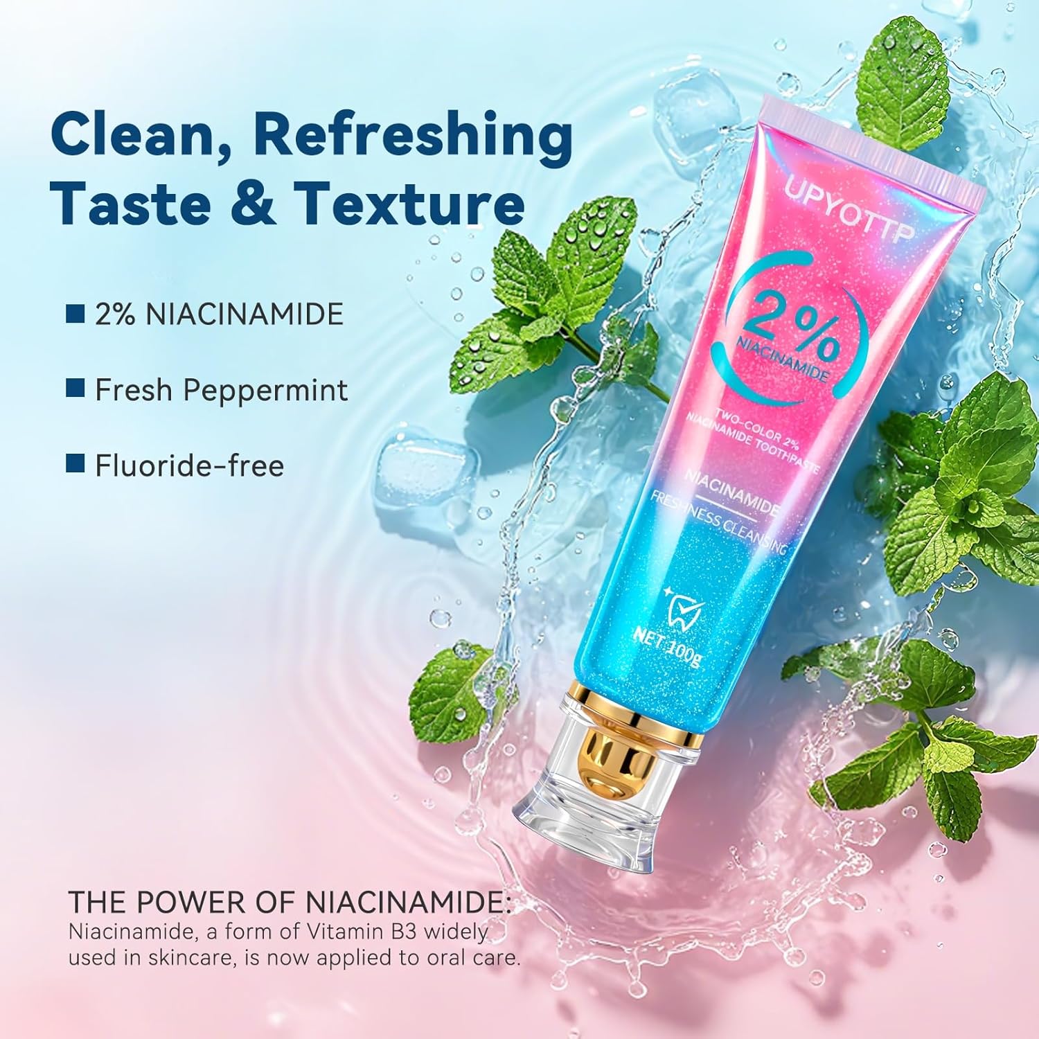 Niacinamide Whitening Toothpaste, Niacinamide Intensive Whitening Toothpaste, Fresh Breath, Improves Gum Health,Fluoride-Free, Suitable for Sensitive Teeth(2pcs)