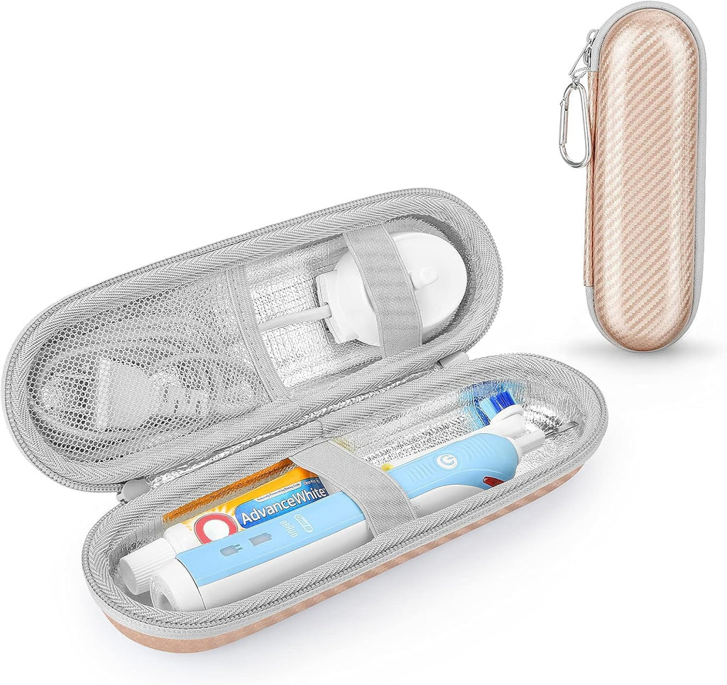 Yinke Travel Case for Oral-B/Oral-B Pro 1000 1500 5000 7000 6000 9600 Smartseries/Philips Sonicare ProtectiveClean/iO Series Electric Toothbrush,Hard EVA Case Protective Cover Storage Bag(Rose golden)