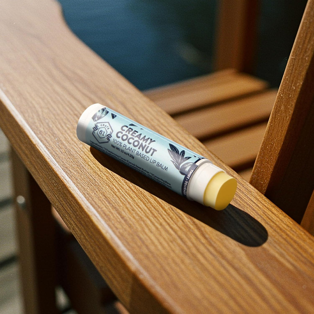 Crate 61 Lip Balm 3-Pack – Creamy Coconut – Plastic-Free Plant Pod® Tube – Made with USDA Organic Ingredients – Natural Lip Care for Dry Lips – Safe for Men, Women & Kids