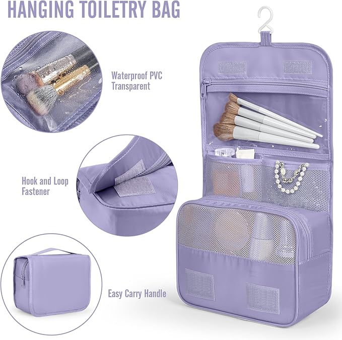 Veken 8 Set Packing Cubes for Travel Essentials, Suitcase Organizer Bags in 4 Sizes, Carry-On Luggage Accessories with Large Laundry & Hanging Toiletry Bag, Must-Have for Airplane, Road Trip & Camping