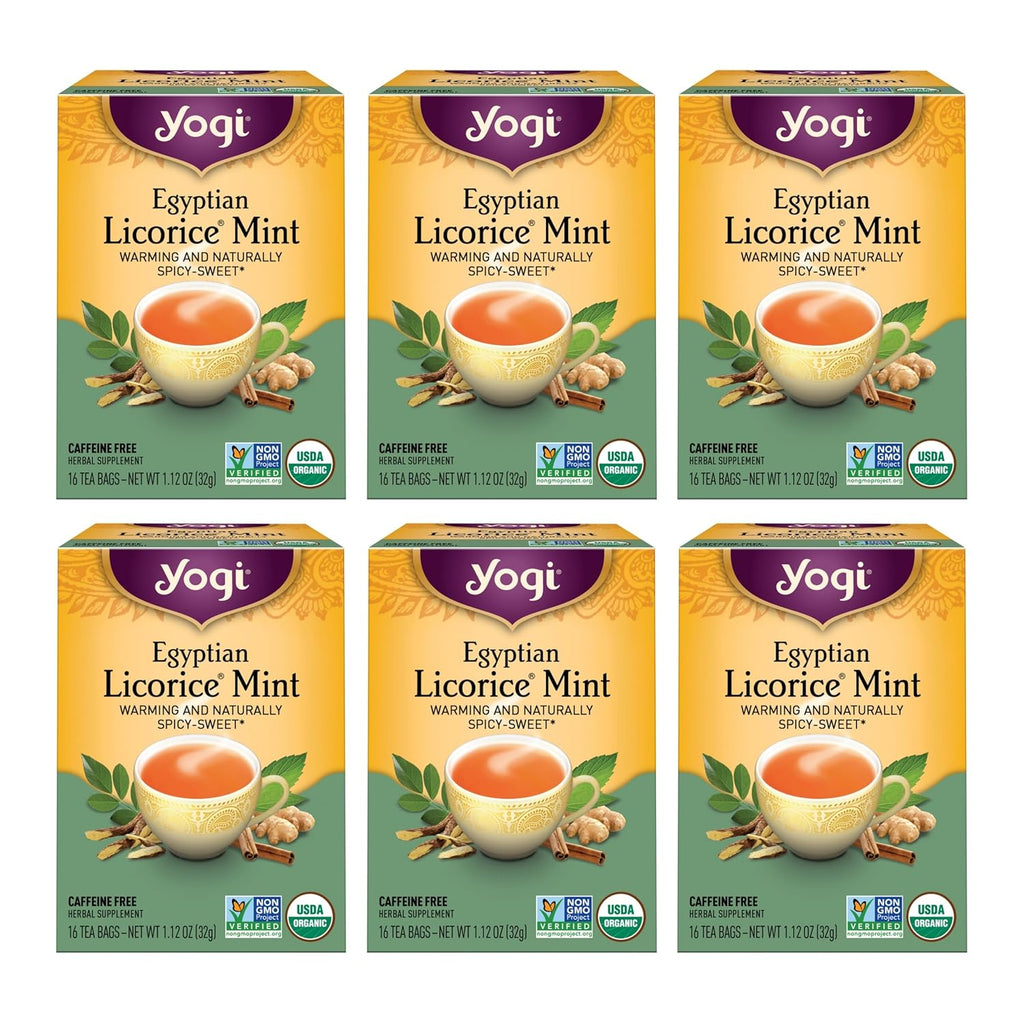 Yogi Tea - Egyptian Licorice Mint Tea (6 Pack) - Warming and Naturally Spicy Sweet - Caffeine Free - 96 Organic Herbal Tea Bags