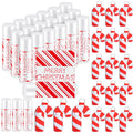 36 Pcs Christmas Lip Balm Lipstick Holder Keychain Bulk Candy Cane Merry Christmas Party Gifts Stocking Stuffers Peppermint Flavor Lip Care Moisturizing for Xmas Coworker Employee Family Gifts