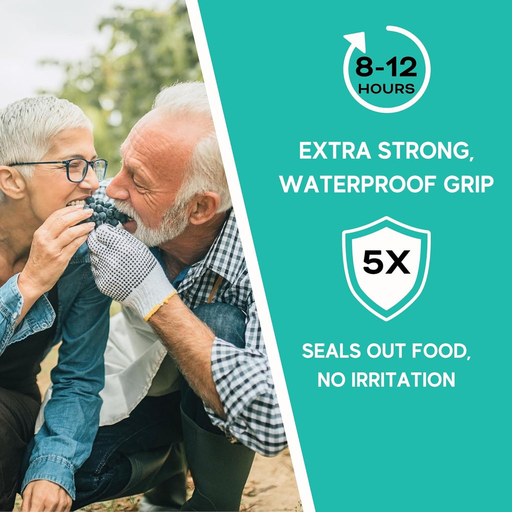 Extra Strong Denture Adhesive Cream, 12 Hour Hold Dental Glue, Waterproof, Zinc & Fluoride Free, Easy Apply Nozzle, Seals Food Out for Comfort, Mint Flavor (2 Pack, 2.8 Fl Oz)