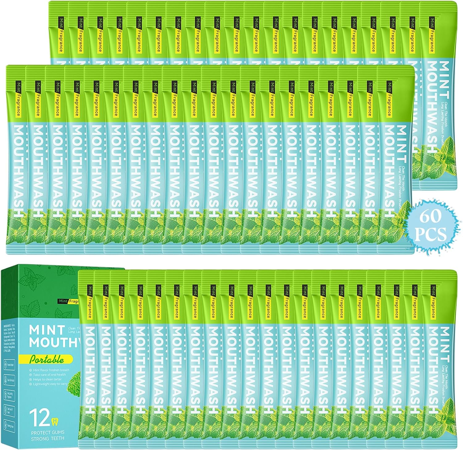 Travel Mouthwash,Mini Travel Size Mouthwash for Fresh Breath,Refreshing Mint Flavor Travel Mouth Wash for Individual Packet Design