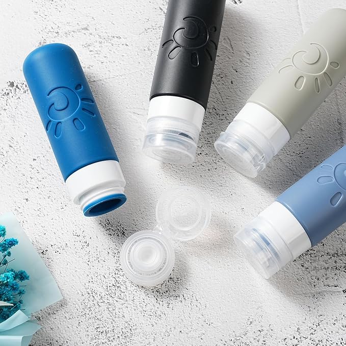 Travel Bottles for Toiletries, TSA Approved Travel Containers 3oz Leak Proof Travel Tubs Refillable Liquid Travel Accessories for Shampoo Conditioner Lotion Body Wash(Multicolored J)