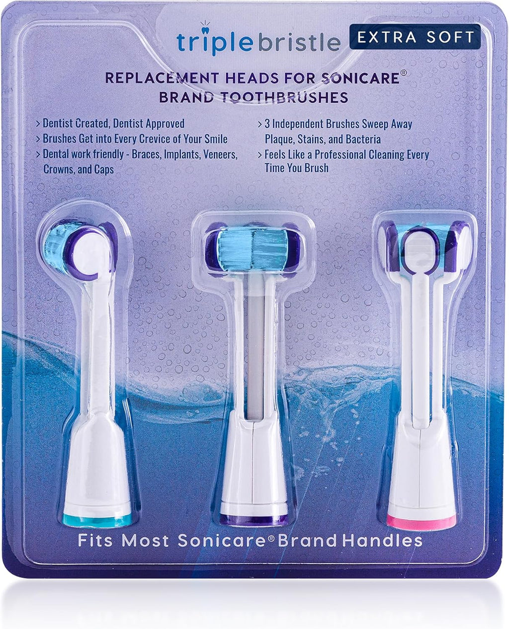 Compatible with Philips Sonicare® ONLY - Replacement Toothbrush Heads - Fits ONLY DiamondClean, Flexcare+, HealthyWhite+, 2 Series Plaque Control, 3 Series Gum Health (Extra Soft Bristles - 3 Pack)