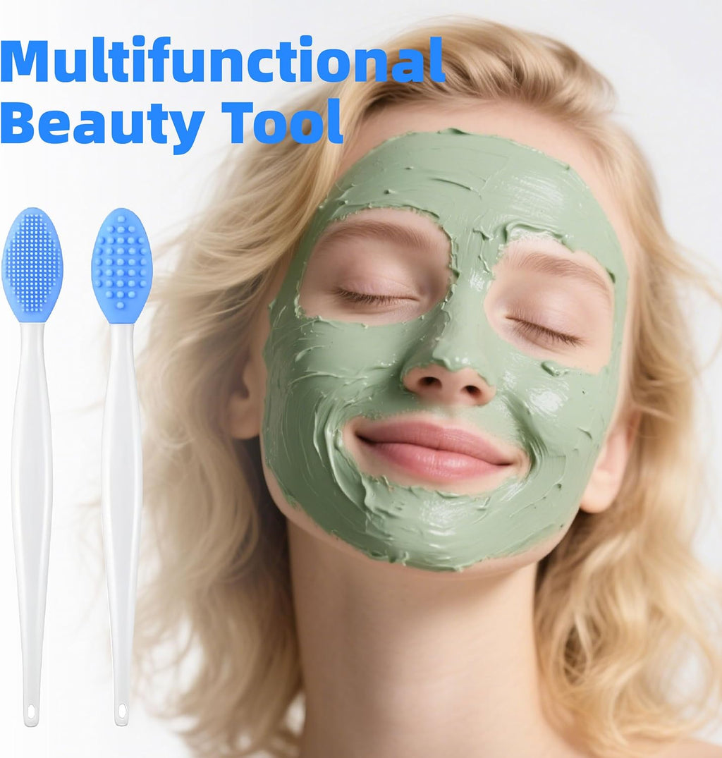 10pcs Lip Scrub Brush,Lip Scrubber Exfoliator with Silicone Facial Cleansing Brush,Double-Sided Silicone Lip Exfoliating Tool,Nose Clean Blackhead Removal for Smooth,Soft,Bright,and Healthy Lips