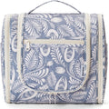Narwey Hanging Toiletry Bag for Women Travel Makeup Bag Organizer Toiletries Bag Men for Cosmetics Essentials Accessories(Large, Blue Leaf)