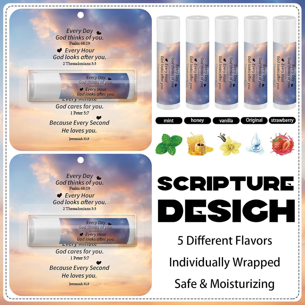 25 Pack Christmas Stylish Gifts Bible Verse Lip Balms 5 Flavor Bulk for Women Men Christian Religious Church Party Favors with Scripture Inspirational Gifts for Coworkers Staff