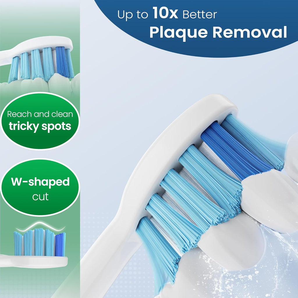 Replacement Toothbrush Heads Compatible with Philips Sonicare and More Click-on Handles 8 Pack Blackwhite