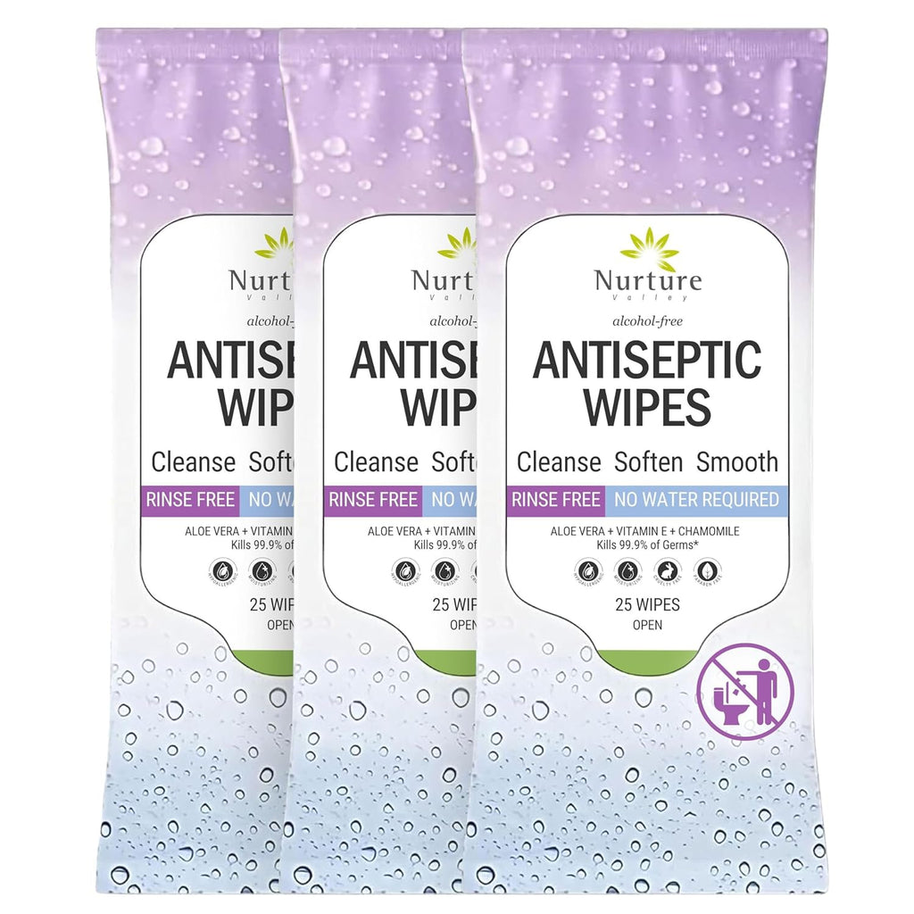 Nurture XL Antibacterial Body & Hand Wipes | Alcohol-Free Antiseptic Wet Sanitizer Towelettes for Germ Removal, Disinfecting Skin, Sanitizing Hands |Cleaning Cloths | Adults & Baby | Thick & Strong