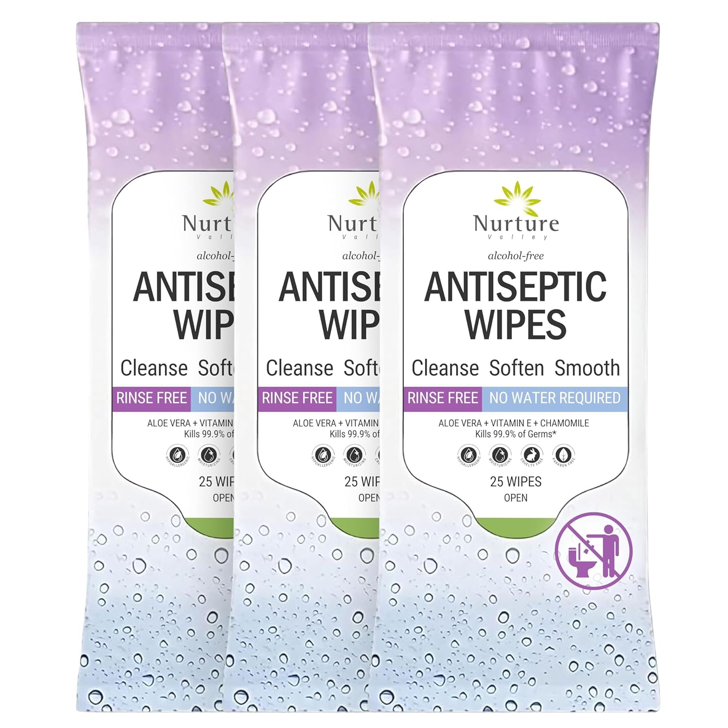 Nurture XL Antibacterial Body & Hand Wipes | Alcohol-Free Antiseptic Wet Sanitizer Towelettes for Germ Removal, Disinfecting Skin, Sanitizing Hands |Cleaning Cloths | Adults & Baby | Thick & Strong