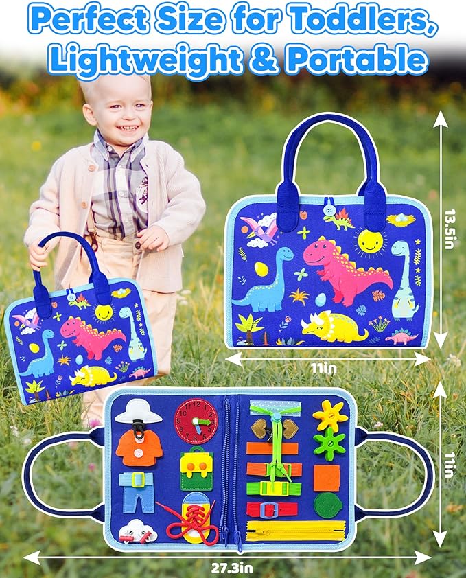 Busy Board Montessori Toys for Toddler Boy Birthday Gifts, Busy Book Sensory Learning Toys for Toddlers, Educational Activities Airplane Car Travel Toy for Boys