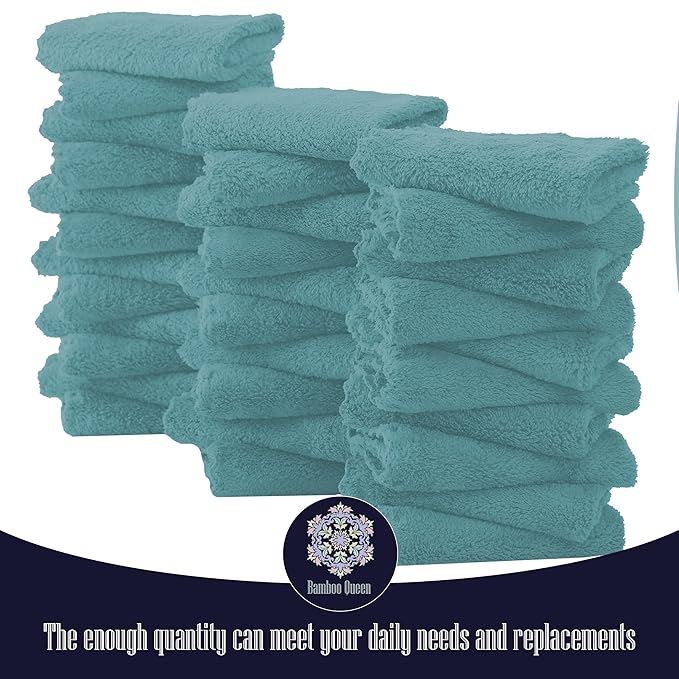 16 Pack Baby Washcloths - Luxury Coral Fleece - Extra Absorbent and Soft Wash Clothes for Newborns, Infants and Toddlers - Suitable for Sensitive Skin and New Born - Baby Shower - Teal, 10x10 Inch