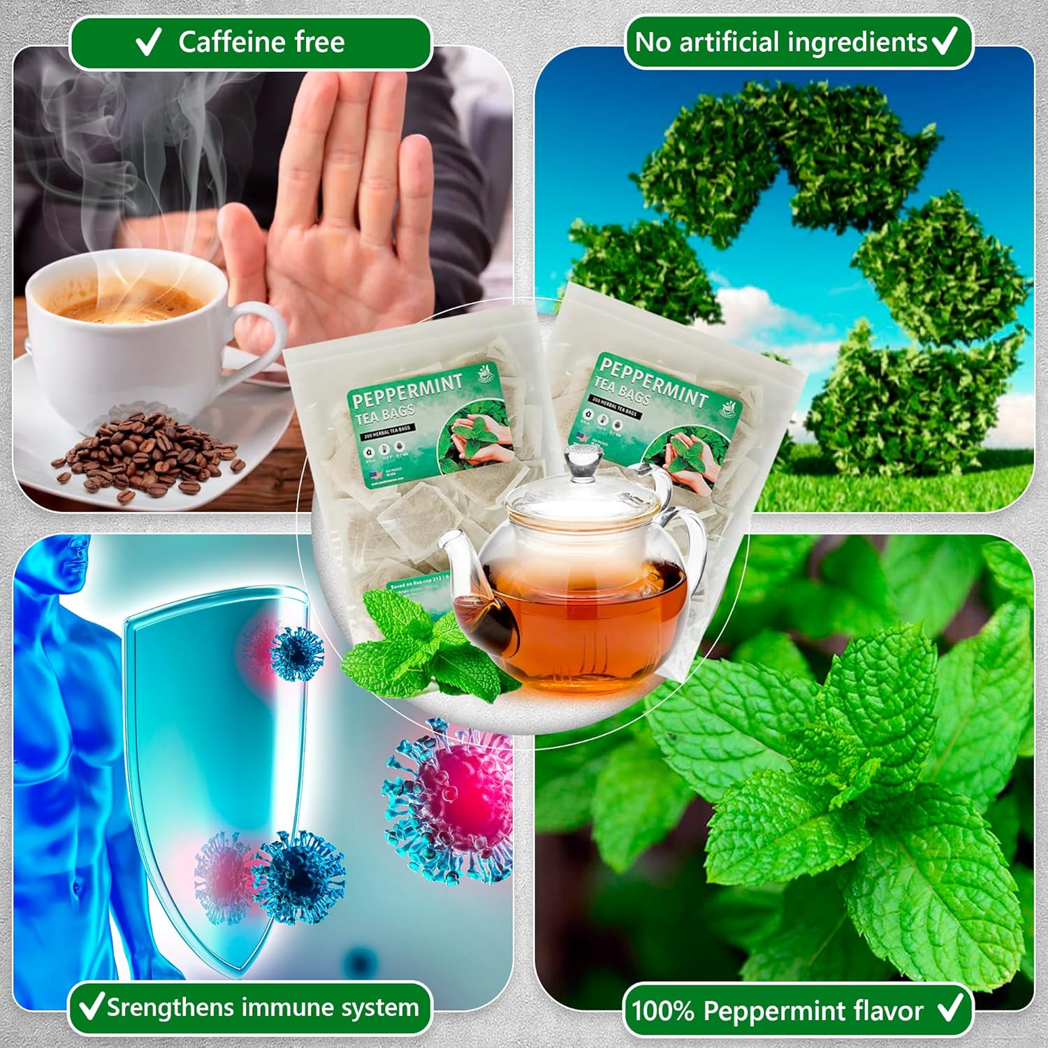 TeaDreamTea Peppermint Herbal Tea - Mint Tea Bags - Alleviates Digestive Discomfort | Caffeine Free, Bulk (400 Teabags)