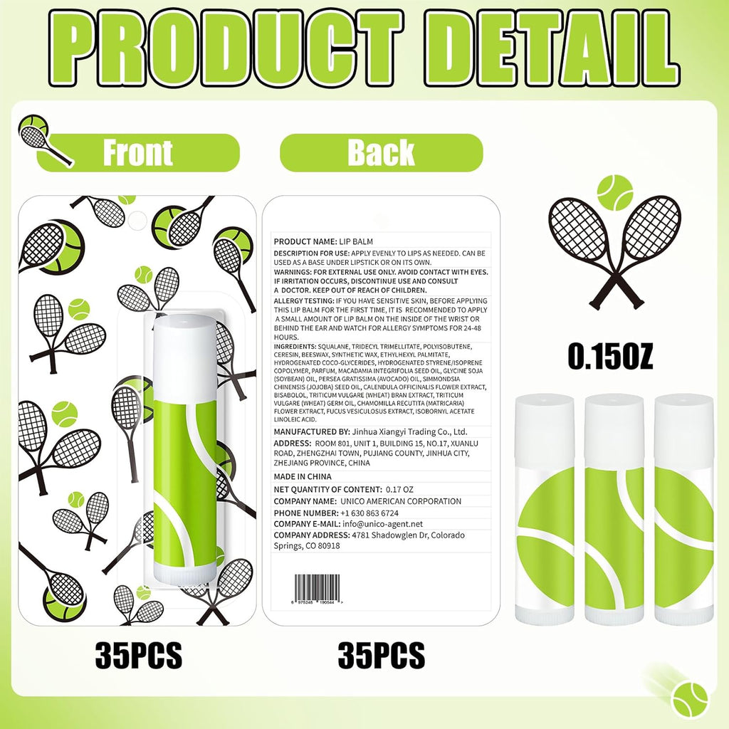 35 Pack Christmas Lip Balm Gifts Bulk Tennis Party Favors Christmas Tennis Sports Team Inspirational Gifts for Women Sports Lovers Players Team Teen Adults Coach Xmas Stocking Stuffers