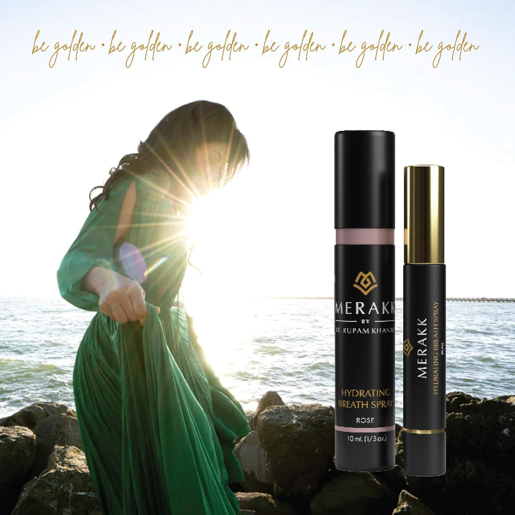 Merakk Limited Edition Fresh Breath Spray in Rose - Sugar-Free Breath Freshener Spray & Dry Mouth Spray - Bad Breath Spray with Stevioside, Menthol & Glycerin - Dentist-Designed Oral Spray - 0.3 fl oz