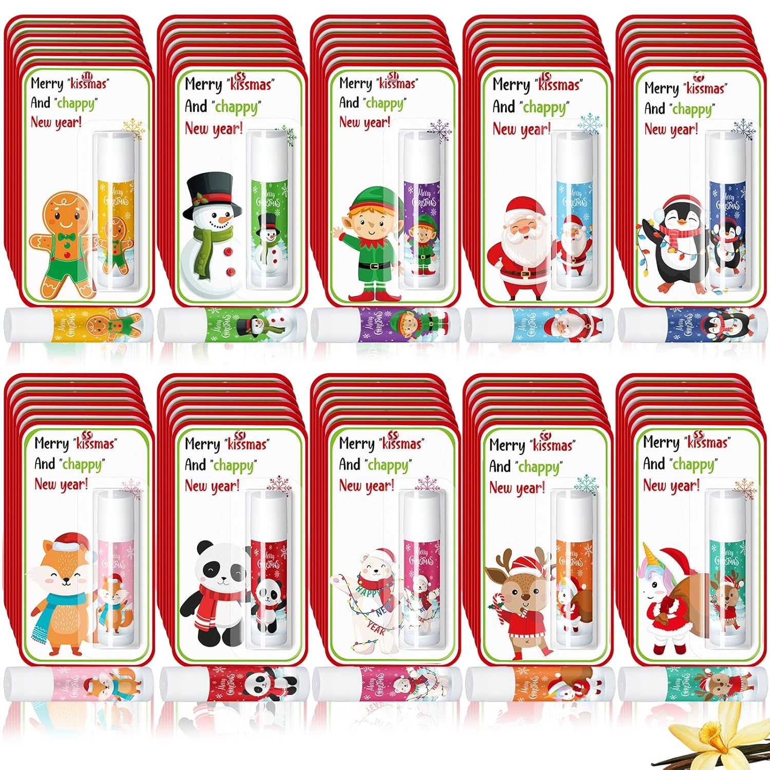 120 Pack Christmas Lip Balms Bulk Christmas Party Gifts Favors Stocking Stuffers Holiday Lip Balms Employee Staff Team Appreciation Gifts Thank You for Teacher Coworkers (Cute)