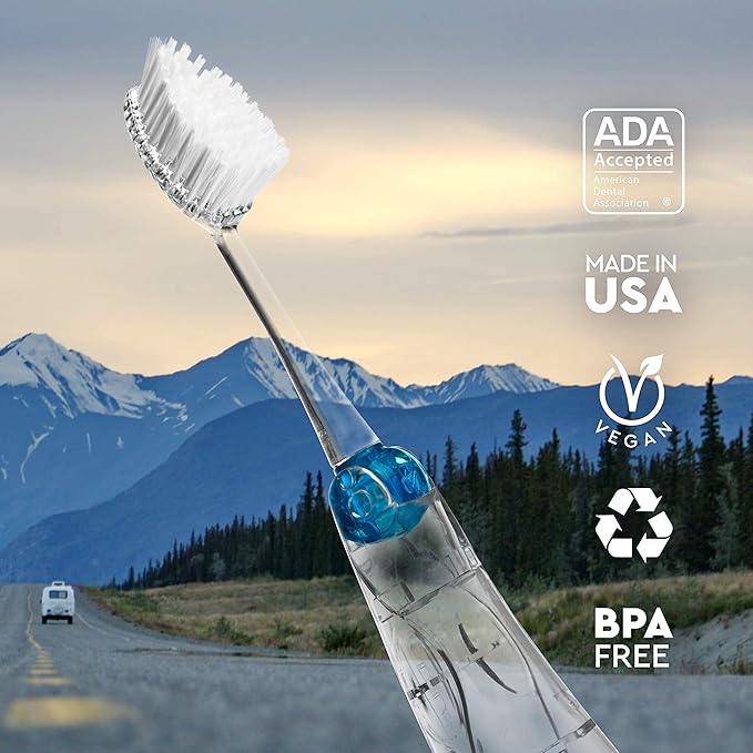 Radius Tour Travel Brush & Case with Replaceable Brush Head ADA Accepted Toothbrush Improve Gum Health - Green - Pack of 1