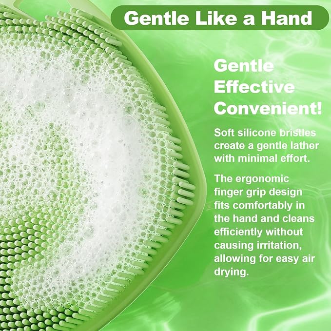 2 Pack Face Scrubbers, Silicone Face Scrubber Soft Bristles, Gentle Lather, Exfoliating & Deep Cleaning for Sensitive Skin, Giant Suction Cup Stick Securely, Easy to Store (Green)