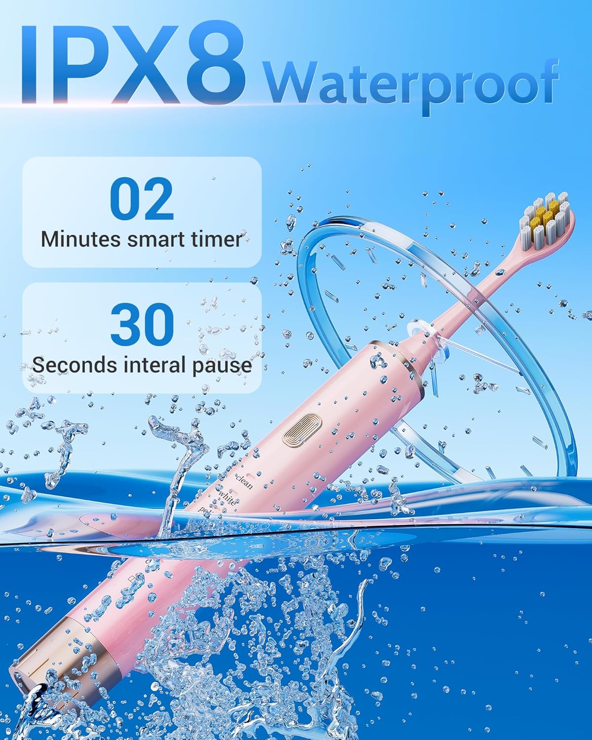 Black & Pink Electric Toothbrush for Adults, 2 Pack Toothbrush，USB Rechargeable Sonic Toothbrush with 12 Brush Heads, Smart Timer, 6 Modes, 2-Hour Fast Charge Last 30 Days