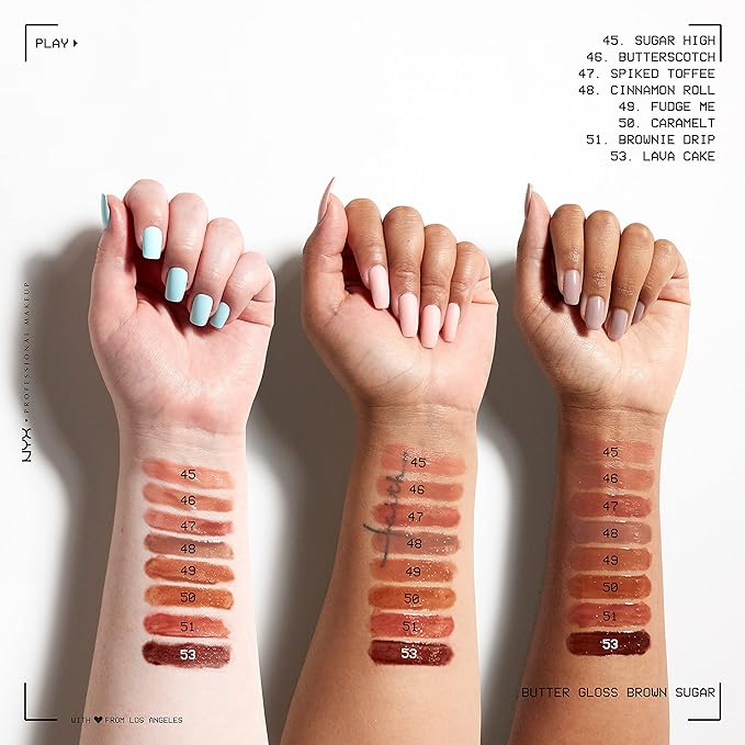 NYX PROFESSIONAL MAKEUP Butter Gloss Brown Sugar, Non-Sticky Lip Gloss - Fudge Me (Warm Brown) (Pack of 2)