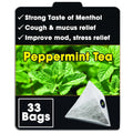 Peppermint (Mint) Tea Bags Pyramid with String - Strong Taste of Menthol - Throat Soothing for Cough & Mucus Relief, Freshen Breath, Digestive Support - Premium Peppermint Leaves (Mentha Piperita)