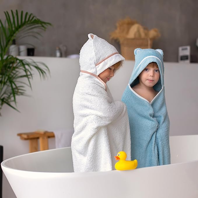 Premium Toddler Towels with Hood - Extra Soft Rayon from Bamboo Toddler Bath Towel (White)
